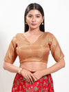 Golden Brocade V Neck Core Blouse