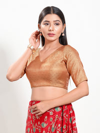 Golden Brocade V Neck Core Blouse