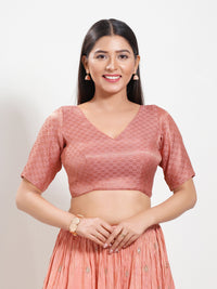 Golden Brocade V Neck Core Blouse