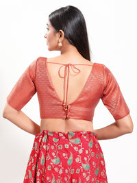 Golden Brocade V Neck Core Blouse