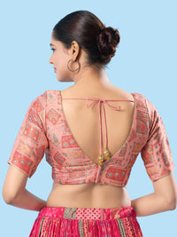 Position Printed Multi Brocade Overlap Blouse
