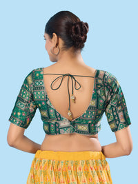 Position Printed Multi Brocade Overlap Blouse