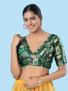 Position Printed Multi Brocade Overlap Blouse