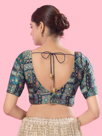 Position Printed Multi Brocade Overlap Blouse