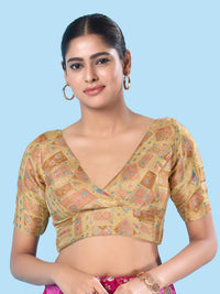 Position Printed Multi Brocade Overlap Blouse