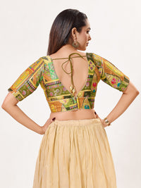 Position Printed Multi Brocade Overlap Blouse