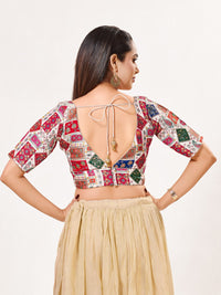 Position Printed Multi Brocade Overlap Blouse