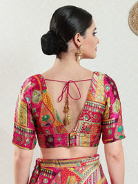 Position Printed Multi Brocade Overlap Blouse