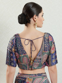 Position Printed Multi Brocade Overlap Blouse
