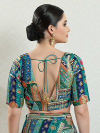 Position Printed Multi Brocade Overlap Blouse