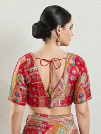 Position Printed Multi Brocade Overlap Blouse