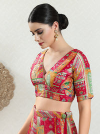 Position Printed Multi Brocade Overlap Blouse