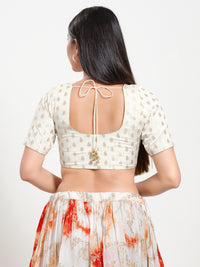 Brocade Zari Butti Front Open Blouse