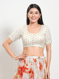 Brocade Zari Butti Front Open Blouse