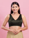 V Neck Brocade Piping Blouse