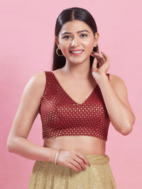 V Neck Brocade Piping Blouse