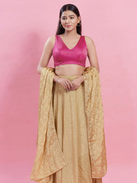 V Neck Brocade Piping Blouse