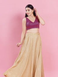 V Neck Brocade Piping Blouse