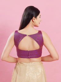 V Neck Brocade Piping Blouse