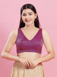 V Neck Brocade Piping Blouse