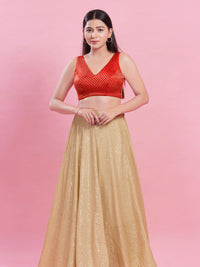 V Neck Brocade Piping Blouse