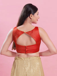 V Neck Brocade Piping Blouse