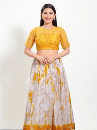Net High Neck Embroidery Blouse