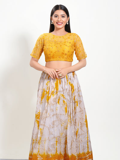 Net High Neck Embroidery Blouse