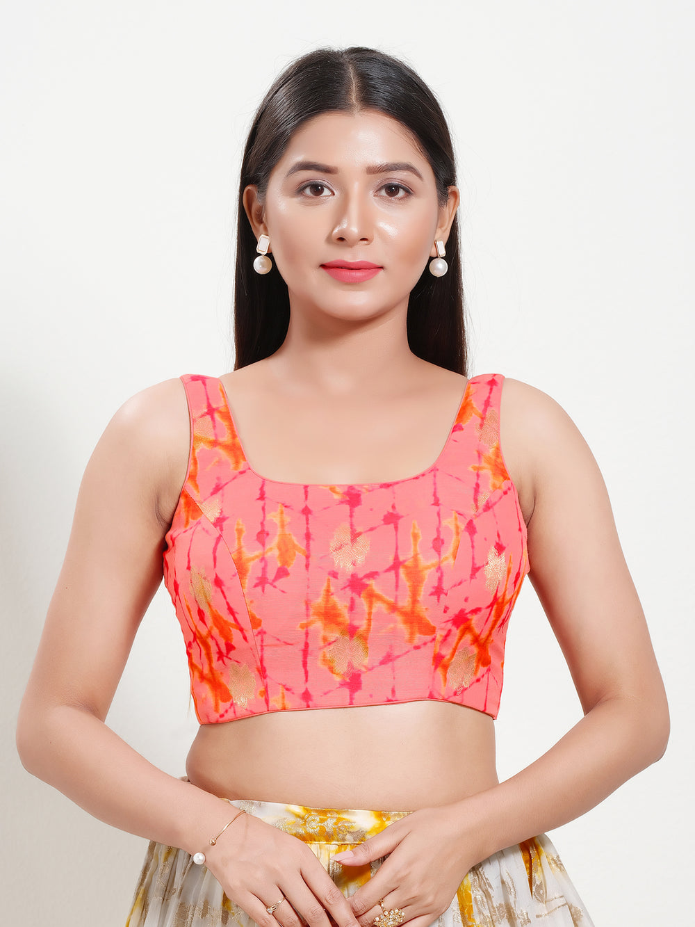 Tie-Dye Round Neck Blouse