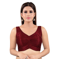 Vamas Silk Solid Rouching Blouse