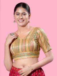 Multi Threadwork Yoke Brocade Blouse