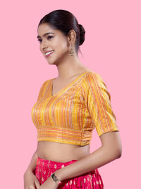 Multi Threadwork Yoke Brocade Blouse
