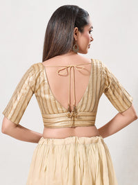 Zari Weaved Lines Brocade Yoke Blouse