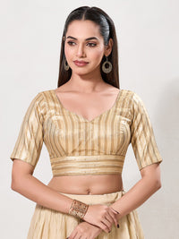 Zari Weaved Lines Brocade Yoke Blouse