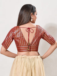 Zari Weaved Lines Brocade Yoke Blouse