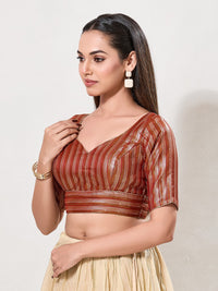 Zari Weaved Lines Brocade Yoke Blouse