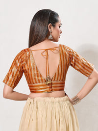 Zari Weaved Lines Brocade Yoke Blouse