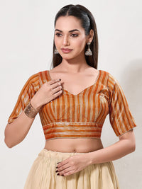 Zari Weaved Lines Brocade Yoke Blouse