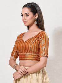 Zari Weaved Lines Brocade Yoke Blouse
