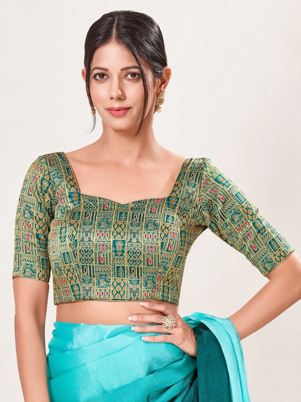 Brocade Square Motif Blouse