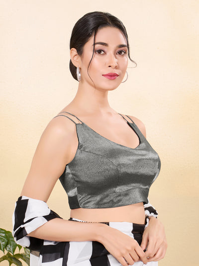 Shimmer Solid Sleveless Blouse