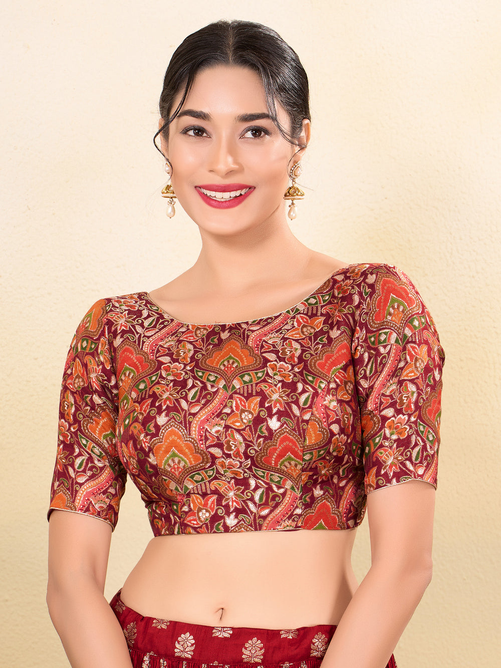 Position Print High Neck Blouse