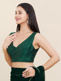 Vamas Silk V Neck Yoke Sleeveless Blouse