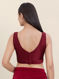 Vamas Silk V Neck Yoke Sleeveless Blouse