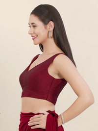 Vamas Silk V Neck Yoke Sleeveless Blouse