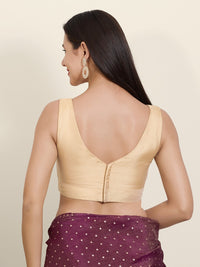 Vamas Silk V Neck Yoke Sleeveless Blouse