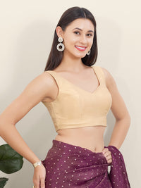 Vamas Silk V Neck Yoke Sleeveless Blouse