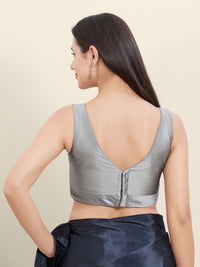 Vamas Silk V Neck Yoke Sleeveless Blouse