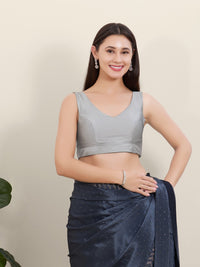 Vamas Silk V Neck Yoke Sleeveless Blouse