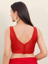 Vamas Silk V Neck Yoke Sleeveless Blouse